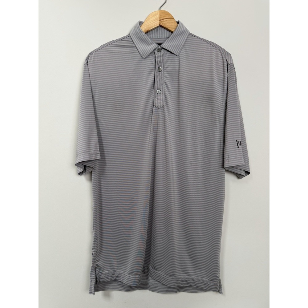 Footjoy Mens Performance Grey Stripe Polo Golf Shirt Size Medium‎ Paako Ridge
